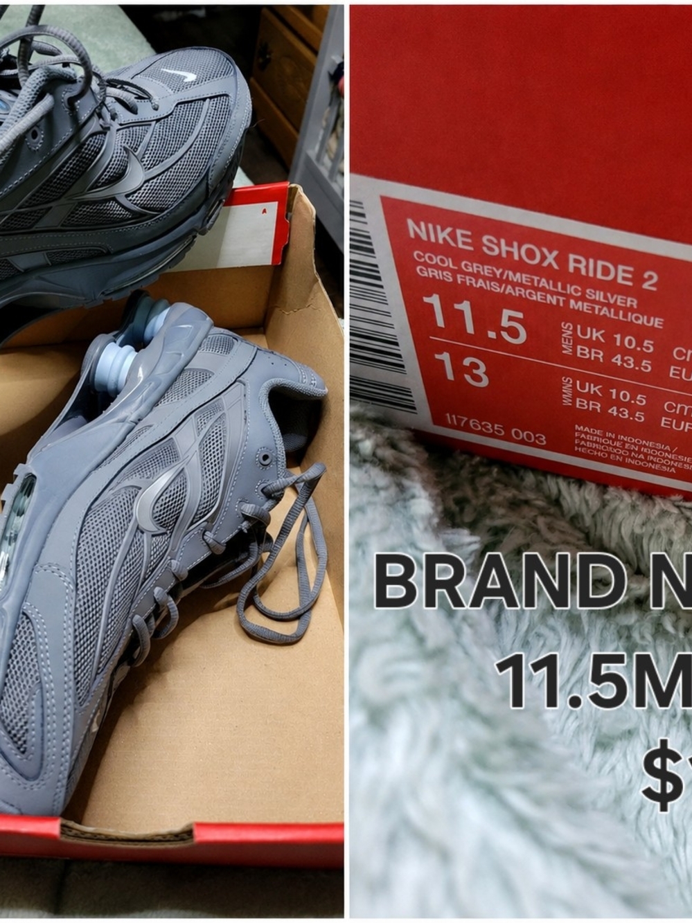 Nike Kids Shox Ride 2 Sneakers in Cool Grey/Metallic Silver